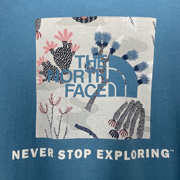 The North Face Men’s Tee Shirt Size L Blue Short Sleeve Yucca Cactus 100% Cotton - Picture 9 of 10